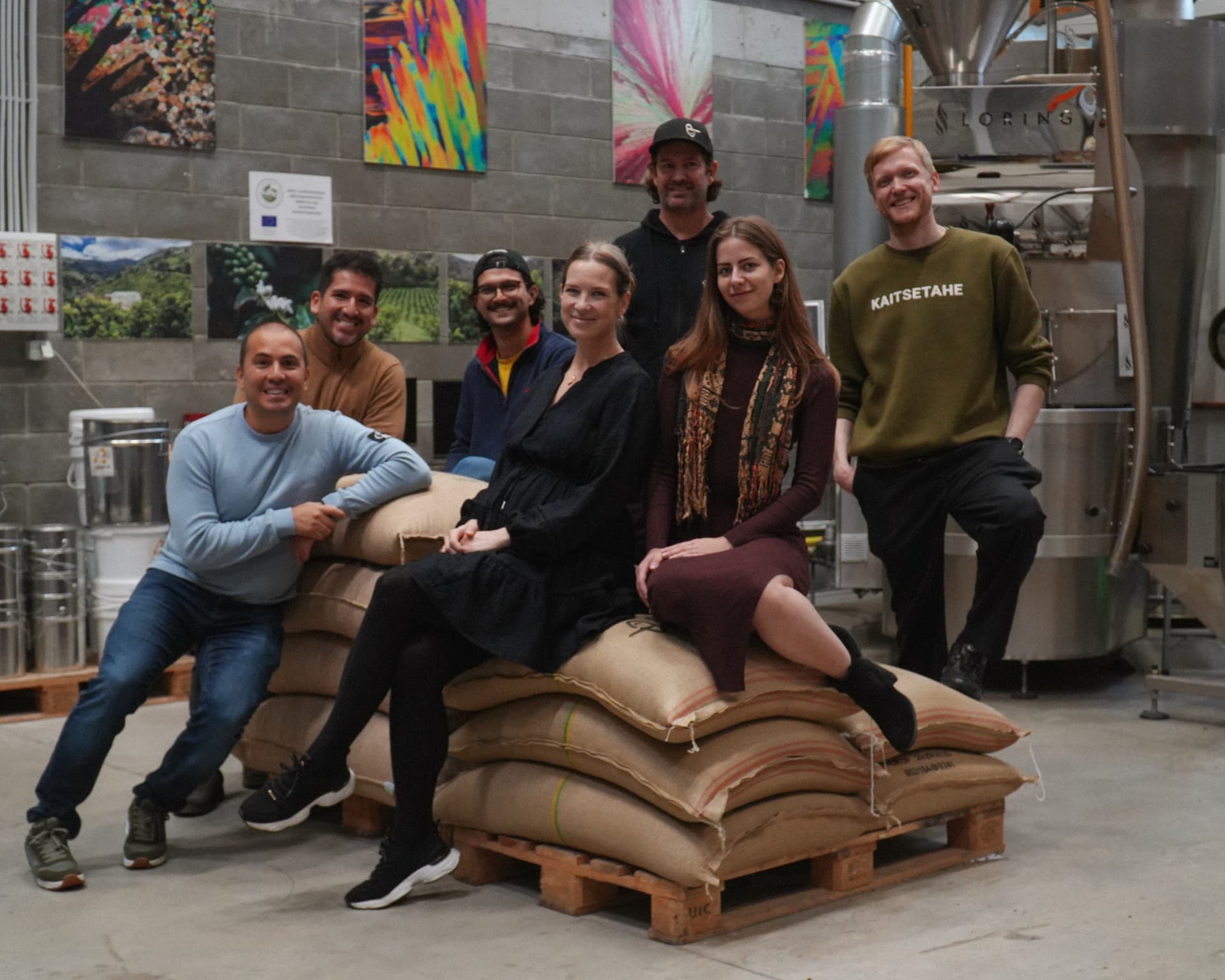 The INTI family and team at the roastery in Estonia
